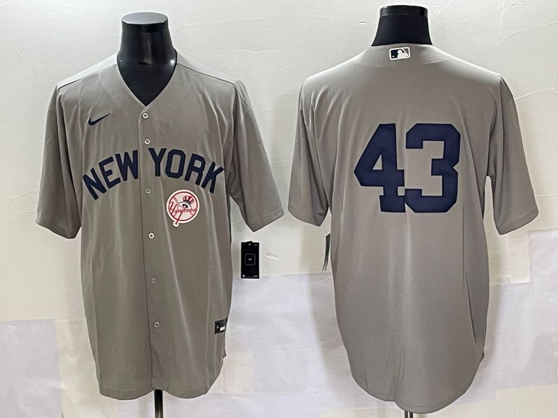 Men 2025 New York Yankees #43 No Name Grey Game Nike MLB Jersey style 45->new york yankees->MLB Jersey
